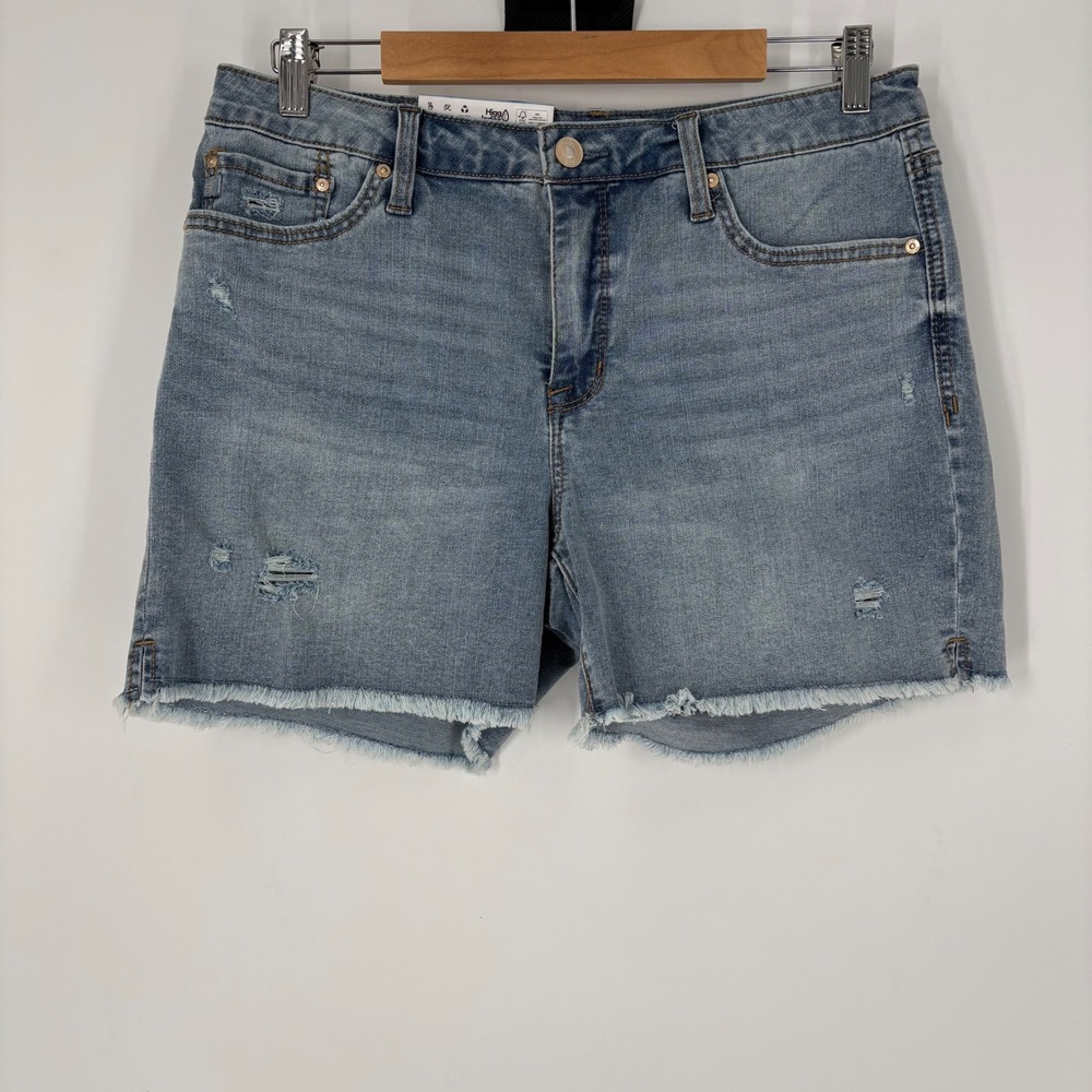 Seven7 Weekend Shorts Womens 10 Light Wash Distressed Frayed Hem Denim 5 Inseam